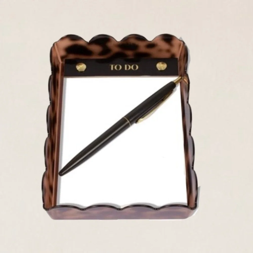Bullseye's Playground Tortoise Shell Scalloped Tray and To Do List Notepad Set